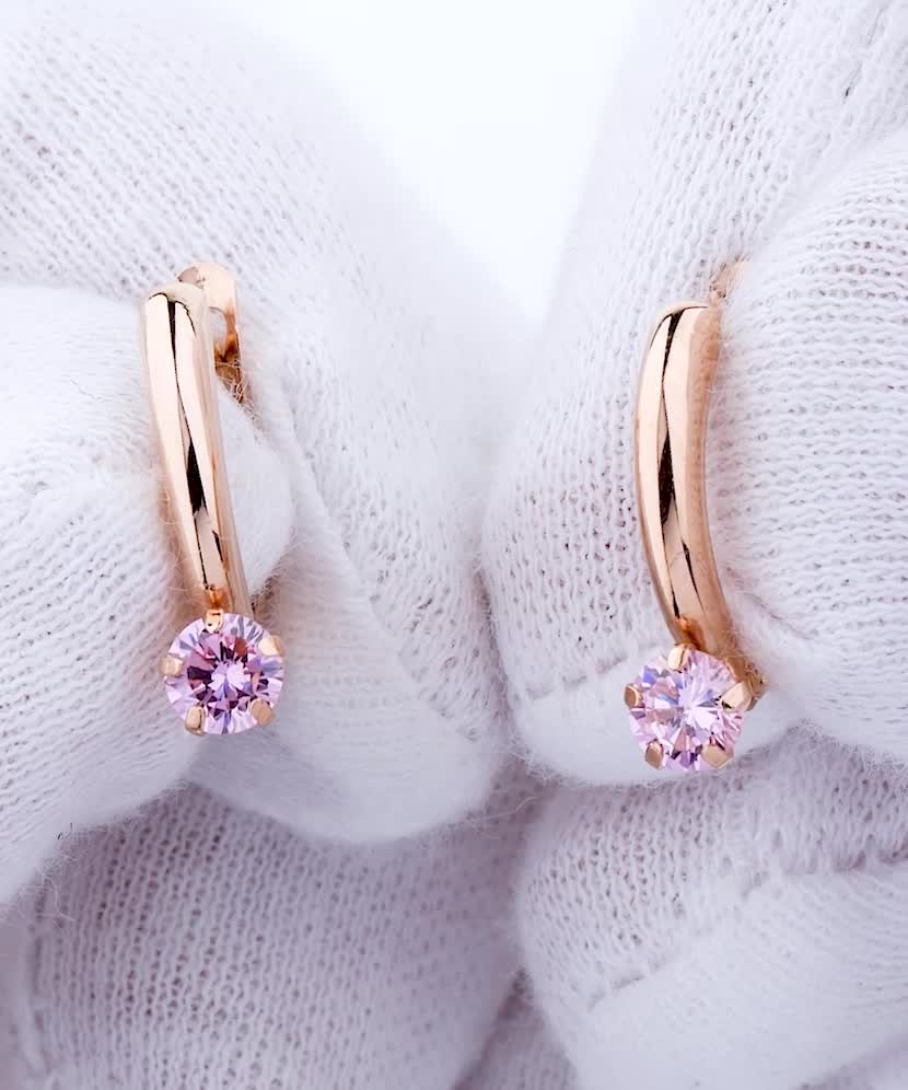 Золотые серьги с цирконами