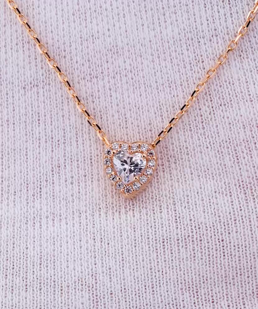Золотая цепочка с подвеской из циркона "Сердце"