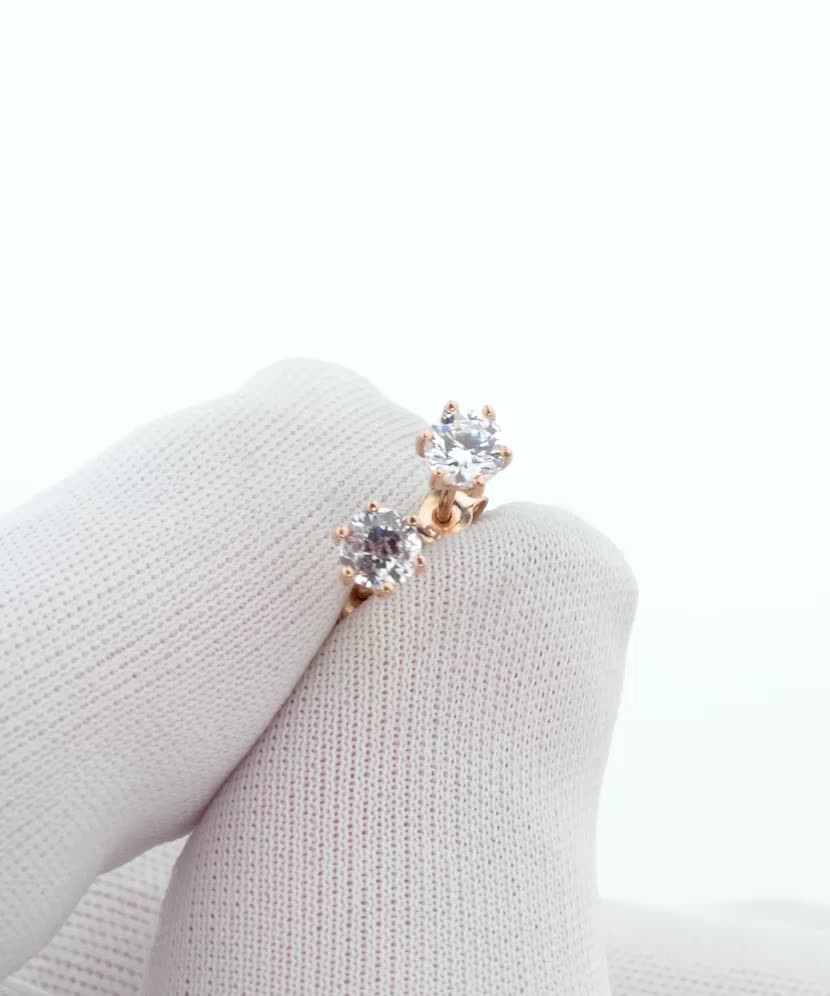 Золотые серьги с цирконами