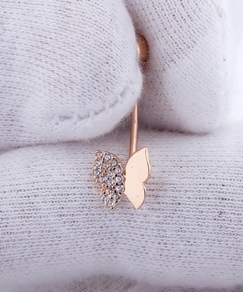 Zelta auskars ar cirkoniju nabā "Tauriņi" - Goldinga