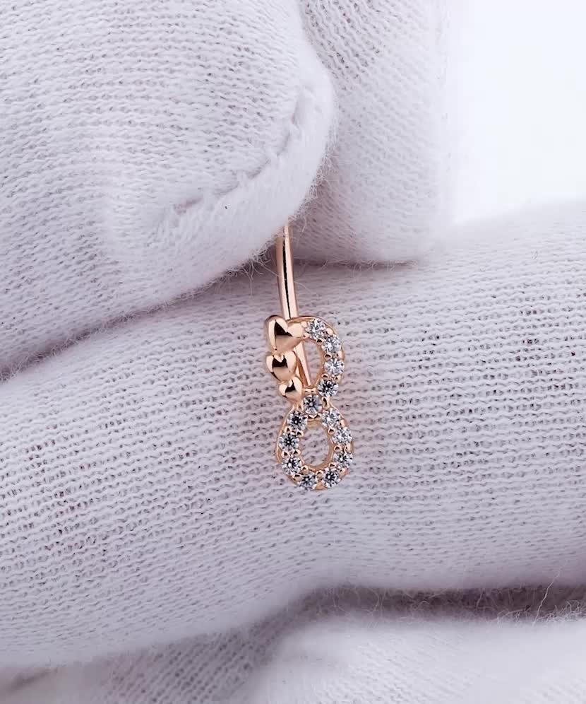 Пирсинг из золота с фианитами "Бесконечность"