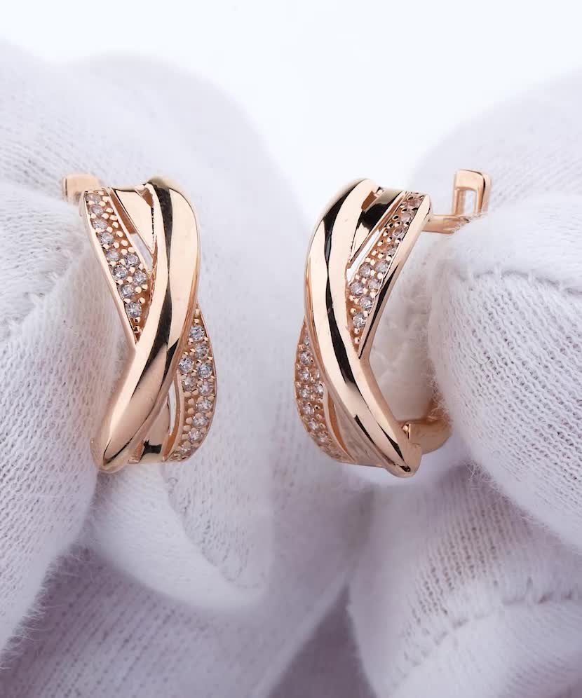 Золотые серьги с цирконами