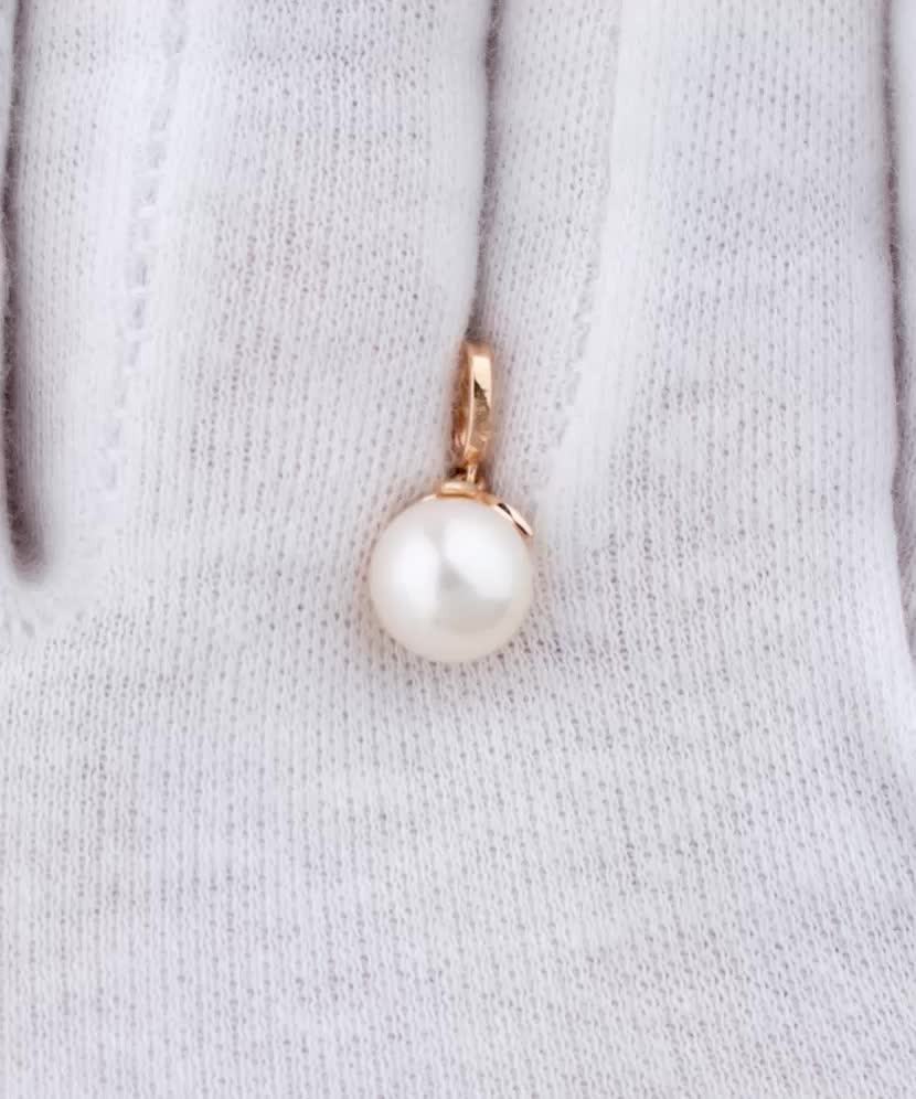 Zelta kulons ar pērli un dimantiem - Goldinga